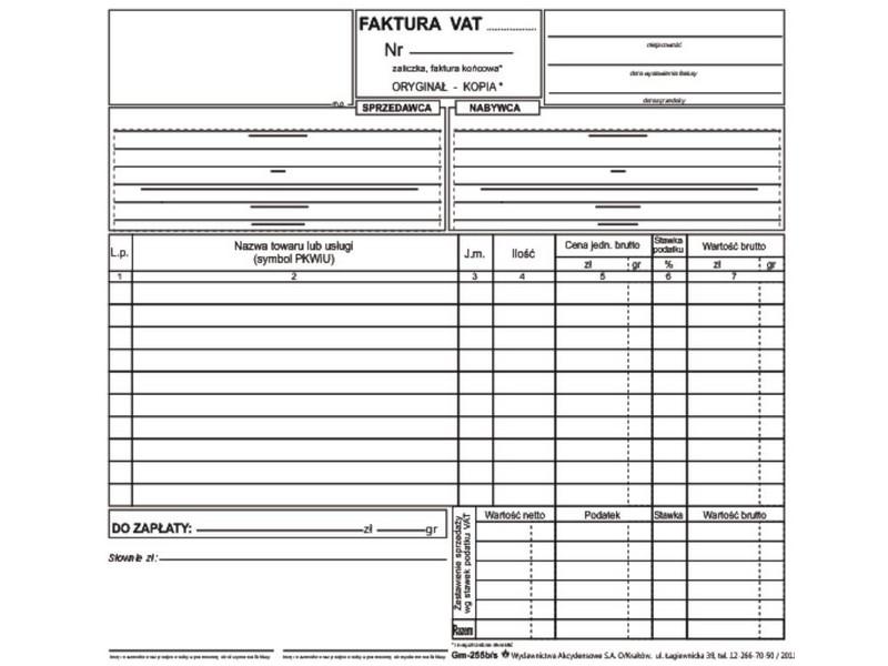 Faktura bez VAT