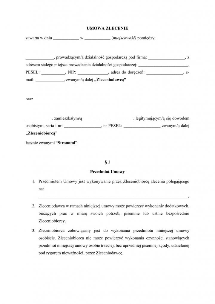 Prawa zleceniobiorcy