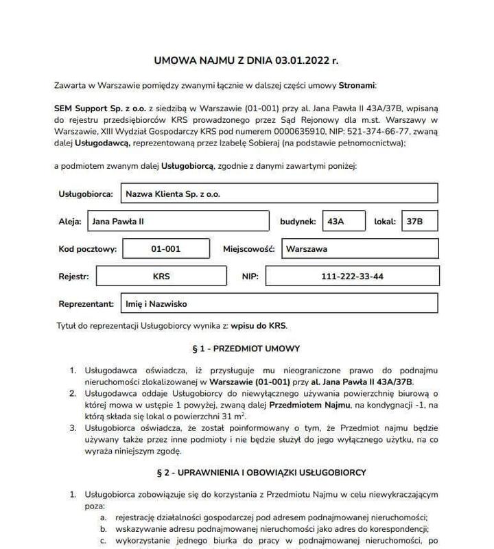 Umowa najmu mieszkania