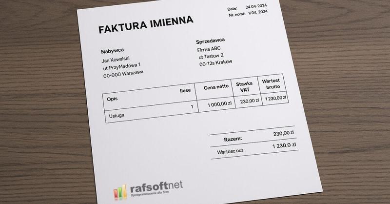 Wystawianie faktur imiennych