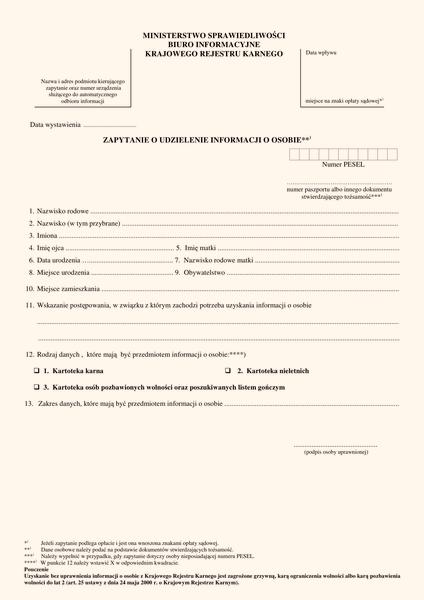 Dokumenty do zaświadczenia o niekaralności
