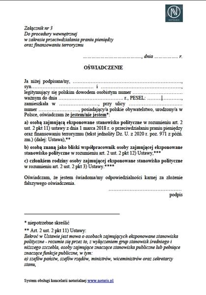 Składanie oświadczenia