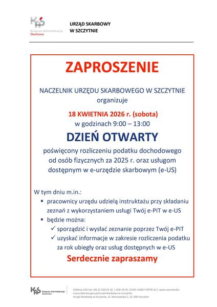Godziny otwarcia Urząd Skarbowy